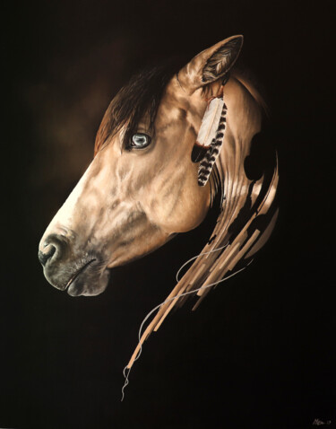 Картина под названием "SPIRIT" - Milie Lairie, Подлинное произведение искусства, Масло Установлен на Деревянная рама для нос…