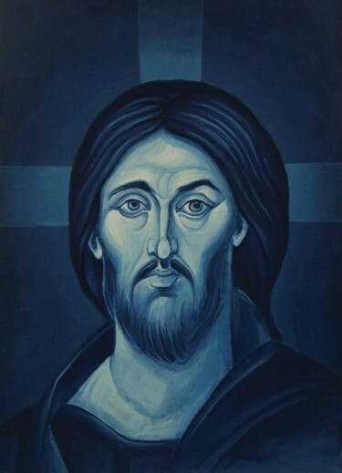 Malerei mit dem Titel "Jesus Christ (egg t…" von Miljana Marković, Original-Kunstwerk, Pigmente