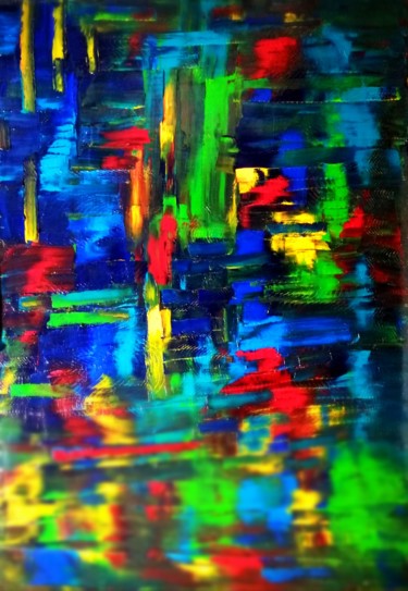 Malerei mit dem Titel "Abstraction colors…" von Miljenko Grubesa, Original-Kunstwerk, Öl