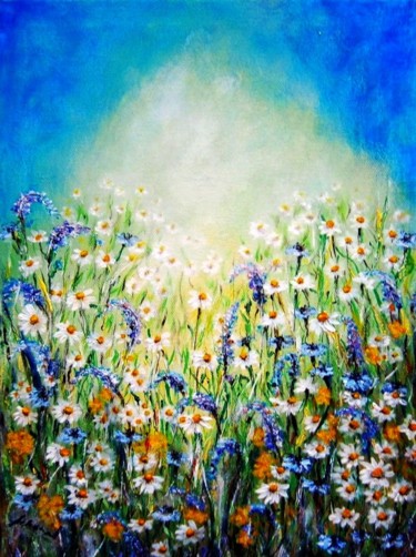 Pintura intitulada "Meadow flowers 3" por Milka Urbaníková, Obras de arte originais, Acrílico