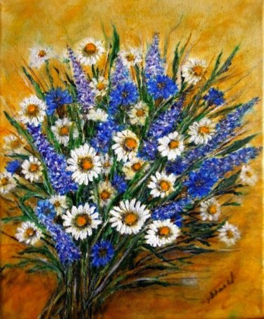 Painting titled "Summer bouquet" by Milka Urbaníková, Original Artwork, Acrylic
