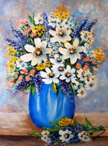Malerei mit dem Titel "Flowers of summer 10" von Milka Urbaníková, Original-Kunstwerk, Acryl