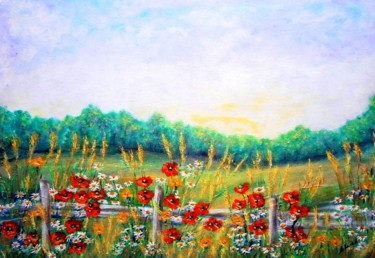 Painting titled "When summer paintin…" by Milka Urbaníková, Original Artwork, Acrylic