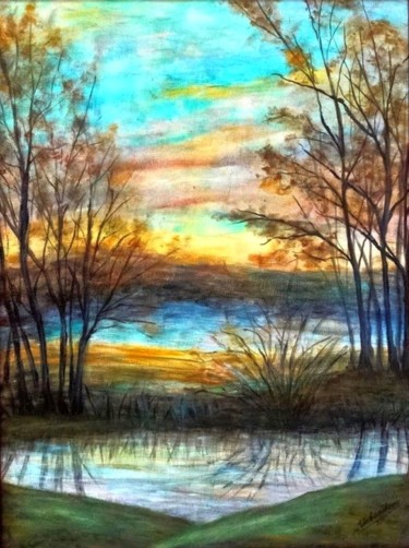 绘画 标题为“Landscape over the…” 由Milka Urbaníková, 原创艺术品, 丙烯