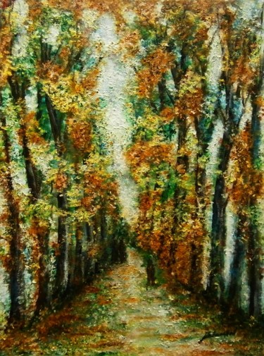 Painting titled "A walk in the park…" by Milka Urbaníková, Original Artwork, Acrylic