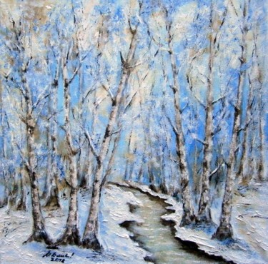 Painting titled "Winter country 3" by Milka Urbaníková, Original Artwork, Acrylic