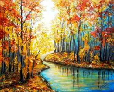 Painting titled "When the autumn col…" by Milka Urbaníková, Original Artwork, Acrylic