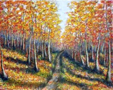 Pintura intitulada "Forest in autumn." por Milka Urbaníková, Obras de arte originais, Acrílico