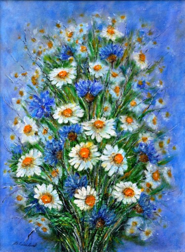 Painting titled "Daisies ..." by Milka Urbaníková, Original Artwork, Acrylic