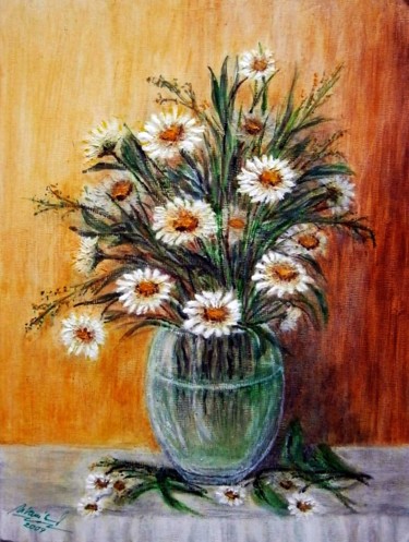 Pintura intitulada "Daisy in a vase ..." por Milka Urbaníková, Obras de arte originais, Acrílico
