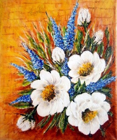 Schilderij getiteld "Bouquet of flowers.." door Milka Urbaníková, Origineel Kunstwerk, Acryl