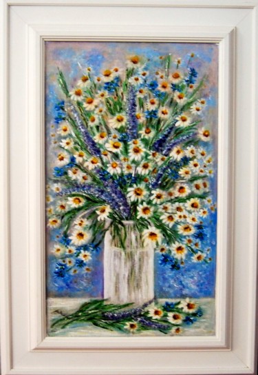 Painting titled "Daisies 1.." by Milka Urbaníková, Original Artwork, Acrylic