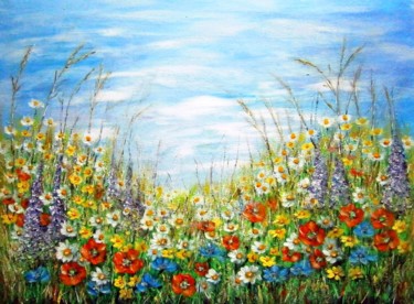 「Meadow flowers 4」というタイトルの絵画 Milka Urbaníkováによって, オリジナルのアートワーク, アクリル
