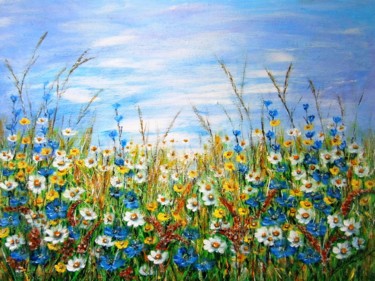 「Meadow flowers 5」というタイトルの絵画 Milka Urbaníkováによって, オリジナルのアートワーク, アクリル