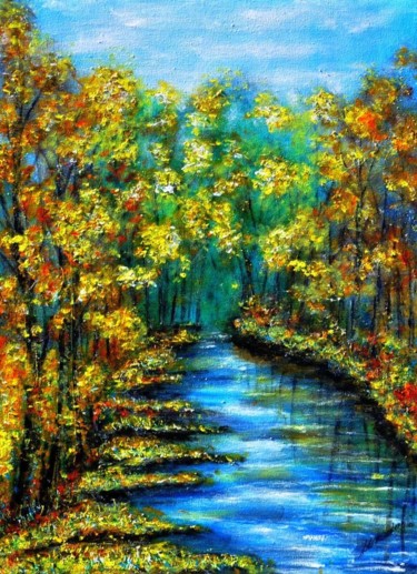 Peinture intitulée "When the autumn col…" par Milka Urbaníková, Œuvre d'art originale, Acrylique