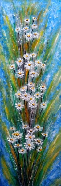 Painting titled "Daisies.." by Milka Urbaníková, Original Artwork, Oil