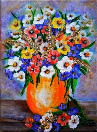 Peinture intitulée "Flowers of summer 12" par Milka Urbaníková, Œuvre d'art originale, Acrylique