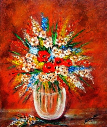 Painting titled "Bouquet of meadow f…" by Milka Urbaníková, Original Artwork, Acrylic