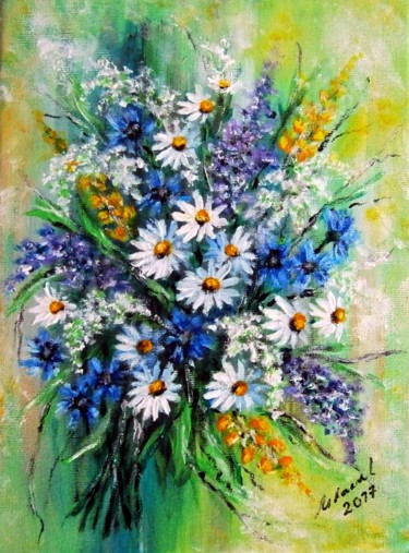Painting titled "Flowers of summer" by Milka Urbaníková, Original Artwork, Acrylic