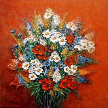 Pittura intitolato "Bouquet of meadow f…" da Milka Urbaníková, Opera d'arte originale, Acrilico