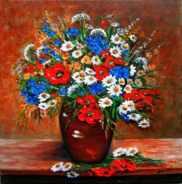 Pintura intitulada "Bouquet of meadow f…" por Milka Urbaníková, Obras de arte originais, Acrílico