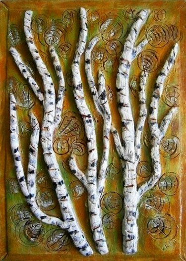 Γλυπτική με τίτλο "Birch - relief .." από Milka Urbaníková, Αυθεντικά έργα τέχνης, Κεραμικά