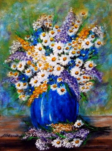 Painting titled "Flowers of summer 13" by Milka Urbaníková, Original Artwork, Acrylic
