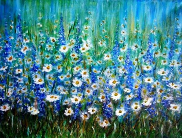 Painting titled "Meadow flowers 1.." by Milka Urbaníková, Original Artwork, Acrylic