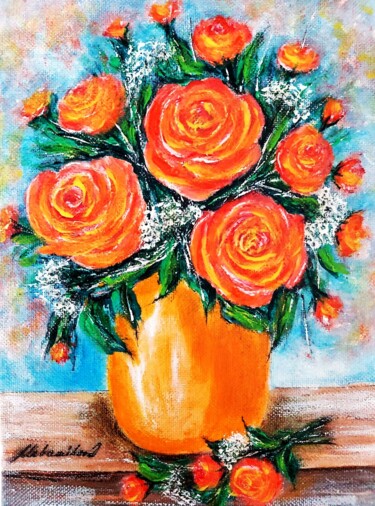 Painting titled "Flowers of summer 15" by Milka Urbaníková, Original Artwork, Acrylic