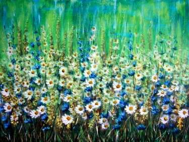 Peinture intitulée "Meadow flowers 2.." par Milka Urbaníková, Œuvre d'art originale, Acrylique