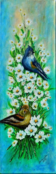 Painting titled "Birds 2" by Milka Urbaníková, Original Artwork, Acrylic