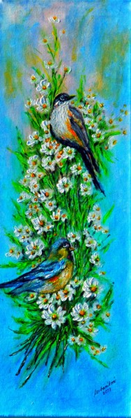 Painting titled "Birds 1" by Milka Urbaníková, Original Artwork, Acrylic