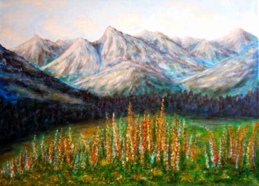 Painting titled "There the Tatras.." by Milka Urbaníková, Original Artwork, Acrylic