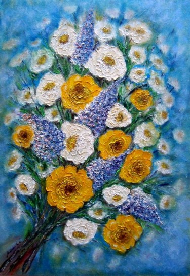 Bouquet of flowers Картина под названием "Bouquet of flowers" - Milka Urbaníková, Подлинное произведение искусства, Масло