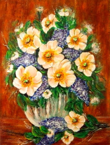 Painting titled "Flowers of summer 18" by Milka Urbaníková, Original Artwork, Acrylic