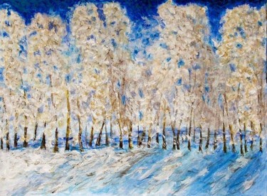 Peinture intitulée "Winter scenery.." par Milka Urbaníková, Œuvre d'art originale, Aquarelle