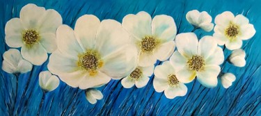 Картина под названием "White flowers1" - Milka Urbaníková, Подлинное произведение искусства, Масло