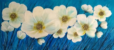White flowers1 Painting titled "White flowers1" by Milka Urbaníková, Original Art, Oil