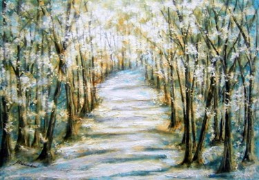 Painting titled "Winter country 1.." by Milka Urbaníková, Original Artwork, Acrylic