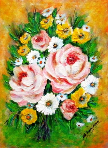 Painting titled "Flowers of summer 24" by Milka Urbaníková, Original Artwork, Acrylic