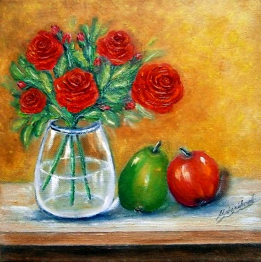 Painting titled "Still life 1" by Milka Urbaníková, Original Artwork, Oil