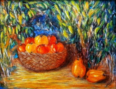 Pintura intitulada "STILL LIFE WITH FRU…" por Milka Urbaníková, Obras de arte originais, Acrílico