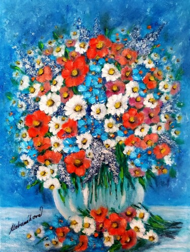 Flowers of summer 22 Painting titled "Flowers of summer 22" by Milka Urbaníková, Original Art, Oil