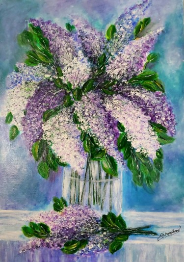 Malerei mit dem Titel "LILAC 6" von Milka Urbaníková, Original-Kunstwerk, Acryl