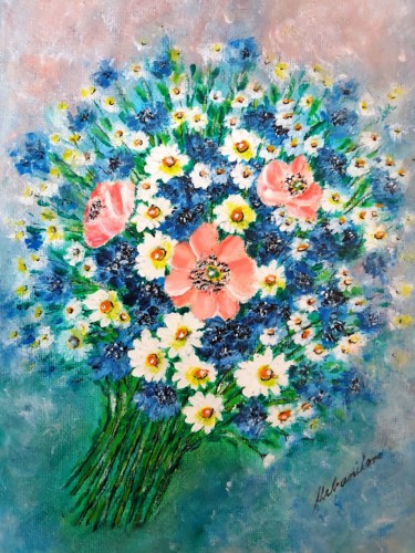 Painting titled "FLOWERS OF SUMMER 27" by Milka Urbaníková, Original Artwork, Acrylic