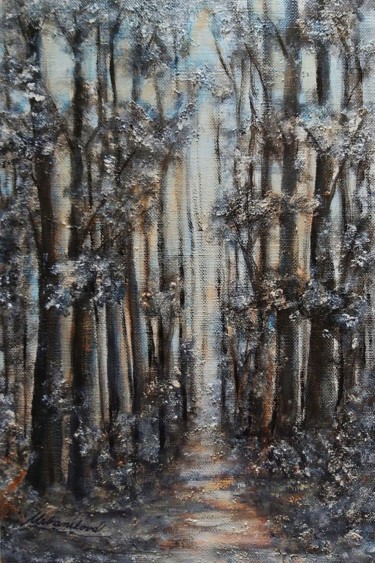 In the dark forest 1.. Painting titled "In the dark forest…" by Milka Urbaníková, Original Art, Acrylic