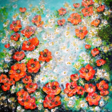 Painting titled "Poppy - abstract" by Milka Urbaníková, Original Artwork, Acrylic