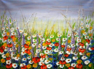 Painting titled "Meadow flowers 7" by Milka Urbaníková, Original Artwork, Acrylic
