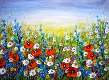 Schilderij getiteld "Meadow flowers 8" door Milka Urbaníková, Origineel Kunstwerk, Acryl