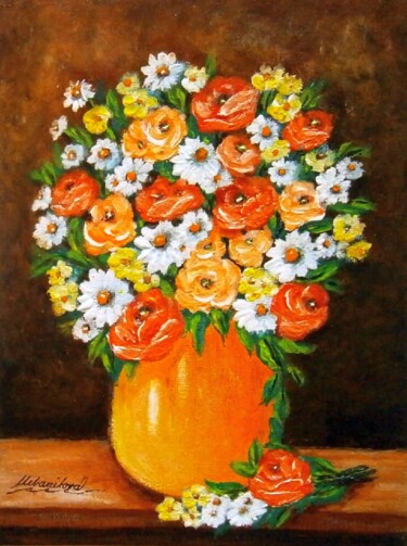 Painting titled "FLOWERS OF SUMMER 28" by Milka Urbaníková, Original Artwork, Acrylic
